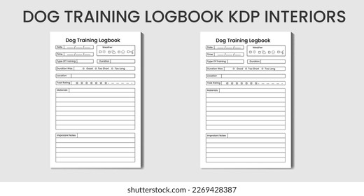 Dog Training logbook 2023-2024 KDP interior size (6"x9") designs