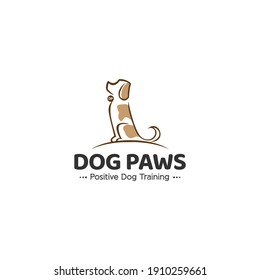 Dog Training Logo Design, Dog Sitting Vector Template Symbol, Pet Training Business Sign