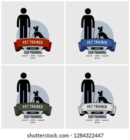 Dog training logo design. Vector artwork of pet trainer.