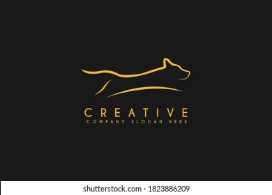 Dog training logo design vector illustration isolated on black background