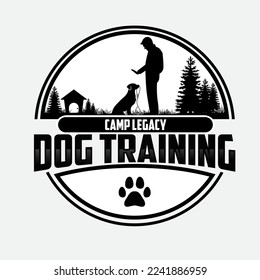 Hunde-Training Logo-Ideen auf weißem Hintergrund. Ideen für kreatives Design-Logo, die Hunde auf Weiß trainieren