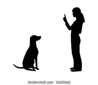 Dog training (obedience): command sit, dog sits