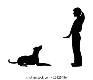 Dog training (obedience): command stay, dog stays down