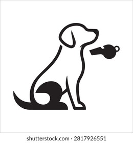 Dog training obedience icon with whistle obedience training