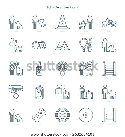 Dog Training stroke icon. Dog Training line icon set. editable stroke icon pack
