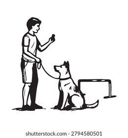 Dog training vector sketch icon isolated on background. Hand drawn Dog training icon. Dog training sketch icon for infographic, website or app.
