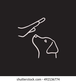 Hundetraining Vektorgrafik Symbol einzeln auf Hintergrund. Handgezeichnetes Hundeübungssymbol. Skizze-Icon für Hunde für Infografik, Website oder App.