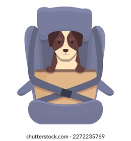 Dog travel car icon cartoon vector. Road seat. Cute animal