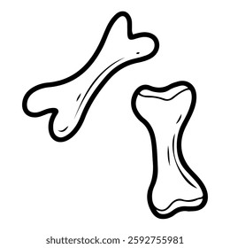 Dog treat bones. Hand drawn doodle. Balanced nutrition. Pet dental care. Feeding a hungry animal. Vector line art illustration.