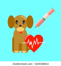 Dog treatment. Flat cartoon vector illustration. Puppy vector illustration. Health care. Pet care.