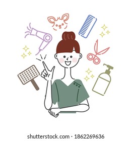 Dog trimming tool and trimmer woman