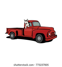 dog and truck vector