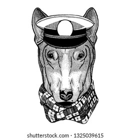 Dog for t-shirt design Hand drawn illustration for tattoo, emblem, badge, logo, patch