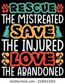 Dog T-Shirt Design. Rescue the mistreated dog.