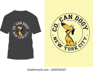 Dog t-shirt design. vector graphics for dog lover with new York city and other states 