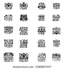 Dog T-shirt And SVG Design Bundle. Dog Motivational Inspirational SVG Quotes T shirt Design Bundle, Vector EPS Editable Files.