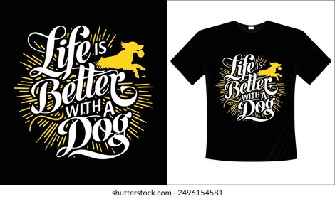 Dog typography calligraphy t-shirt design illustration 