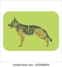 Dog Typography, Fun Facts, Art, Graphic, Shape, Vector, Illustration, Collection (German Shepherd)