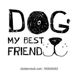 dog typography illustration vector.