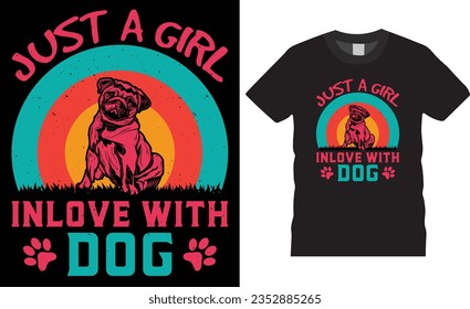 Dog typography T-Shirt Design. Dog Lover T- Shirt Design vector print template. Cute dog t shirt design, Dog t shirt design ready for vintage vector retro graphic and fashion.