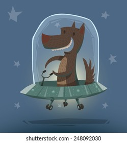 Dog in Ufo, vector