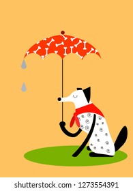 A dog with an umbrella