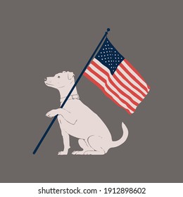 Dog with USA flag vector
