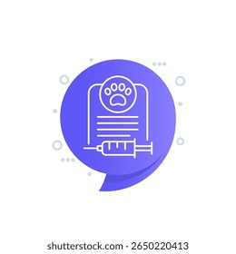 ícone do certificado ou linha do documento do dog, vetor