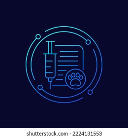 dog vaccination certificate icon, linear design