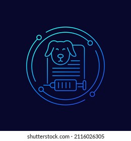 dog vaccination certificate line vector icon
