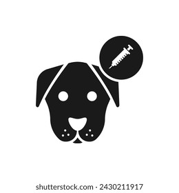 Dog vaccination icon flat style isolated on white background. Vector illustration