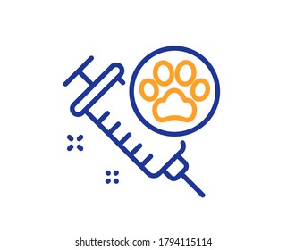 Dog vaccination line icon. Veterinary clinic sign. Pets care symbol. Colorful thin line outline concept. Linear style dog vaccination icon. Editable stroke. Vector