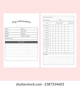 Dog Vaccination Record Log Book Template