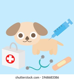 Dog vaccination.World Rabies Day.Veterinary clinic.Pet and hospital.Flat design.Vector illustration.