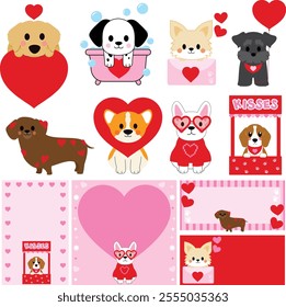 dog Valentine clip art,
puppy with heart illustration,
cute Valentine dog design