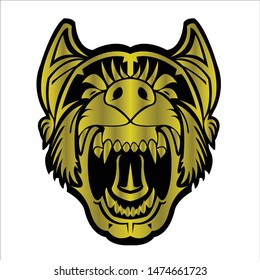 dog vector of anger face logo with background of hound silhouette