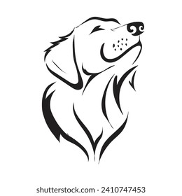 Dog vector art in black and white . white background 