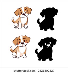 Dog vector art design silhouette Cute cartoon puppy illustrations with silhouette variations.