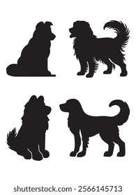 dog vector background silhouette set transparent background