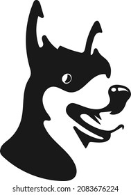 Silueta negra de un perro aislado en un fondo blanco