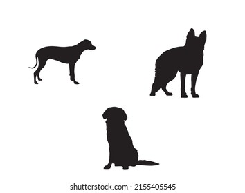 dog vector.dog black.German Shepherd standing, isolated on black.Hunting Dog Vector Pictures, Images and Stock Photos.Cute dog vector image.eps