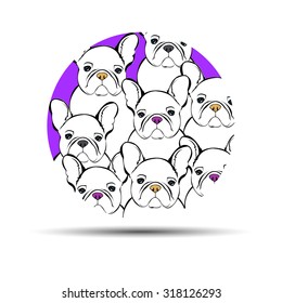 dog vector breed cute pet animal bulldog french