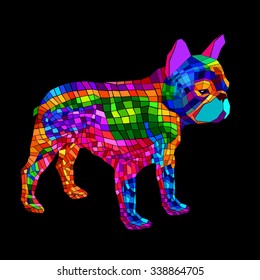dog vector breed cute pet animal bulldog french