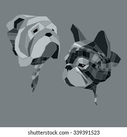 dog vector breed cute pet animal bulldog french french bulldog small illustration