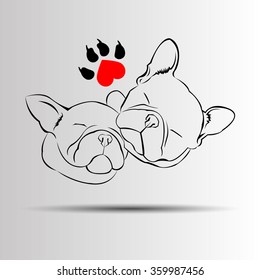 dog vector breed cute pet animal bulldog french