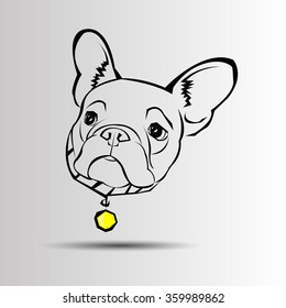 dog vector breed cute pet animal bulldog french