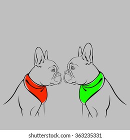 dog vector breed cute pet animal bulldog french