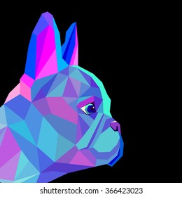 dog vector breed cute pet animal bulldog french