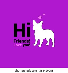 dog vector breed cute pet animal bulldog french