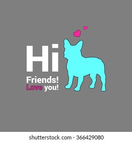 dog vector breed cute pet animal bulldog french